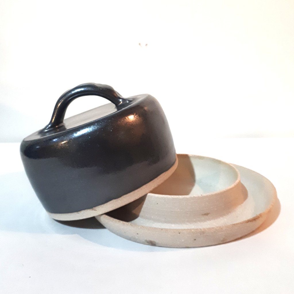 Pottery Butter Dish - Black