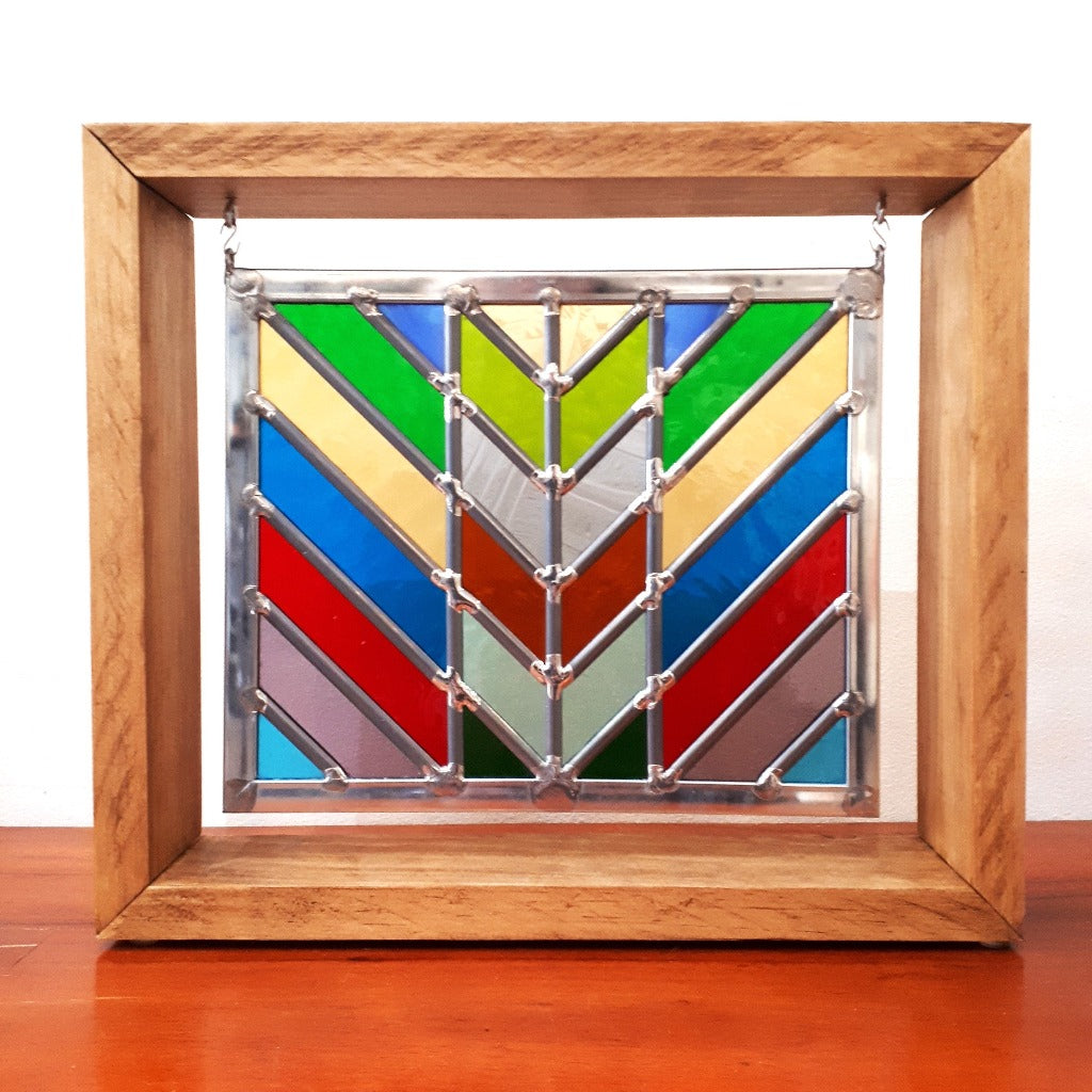 Stained Glass - CHEVRON in Hanging Frame