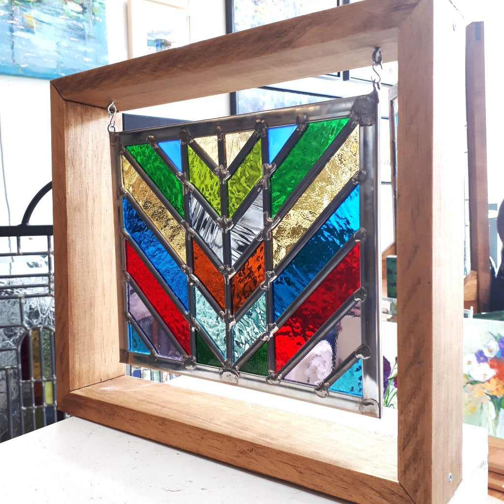 Stained Glass - CHEVRON in Hanging Frame