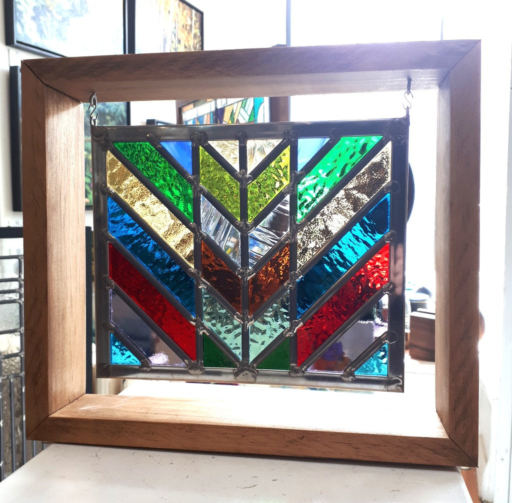 Stained Glass - CHEVRON in Hanging Frame