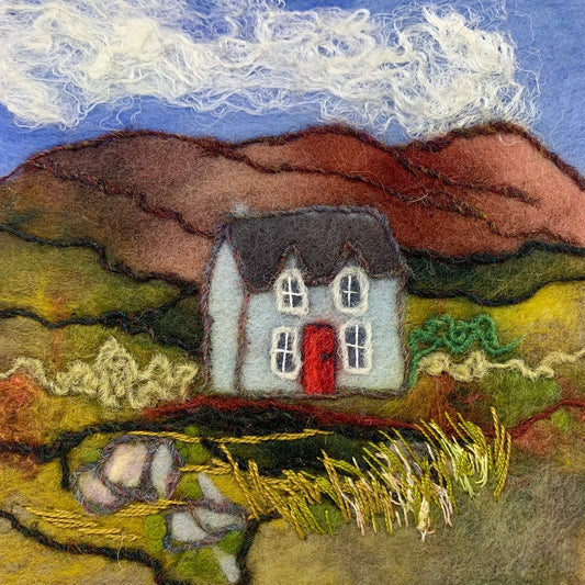 Original Felted Wool Landscape - COSY IN THE HILLS