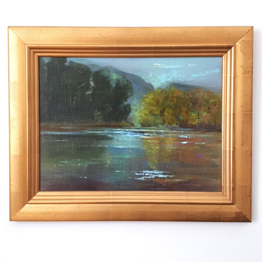 Original Oil Painting in water gilded frame - KELSO DAM, ONTARIO