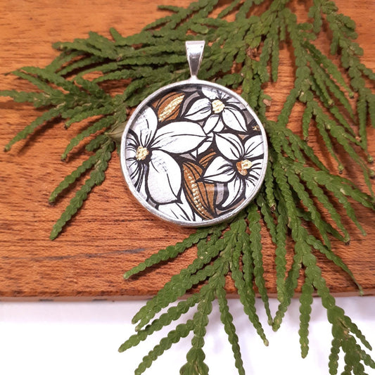 Framed Art Pendant - Dogwood Flowers