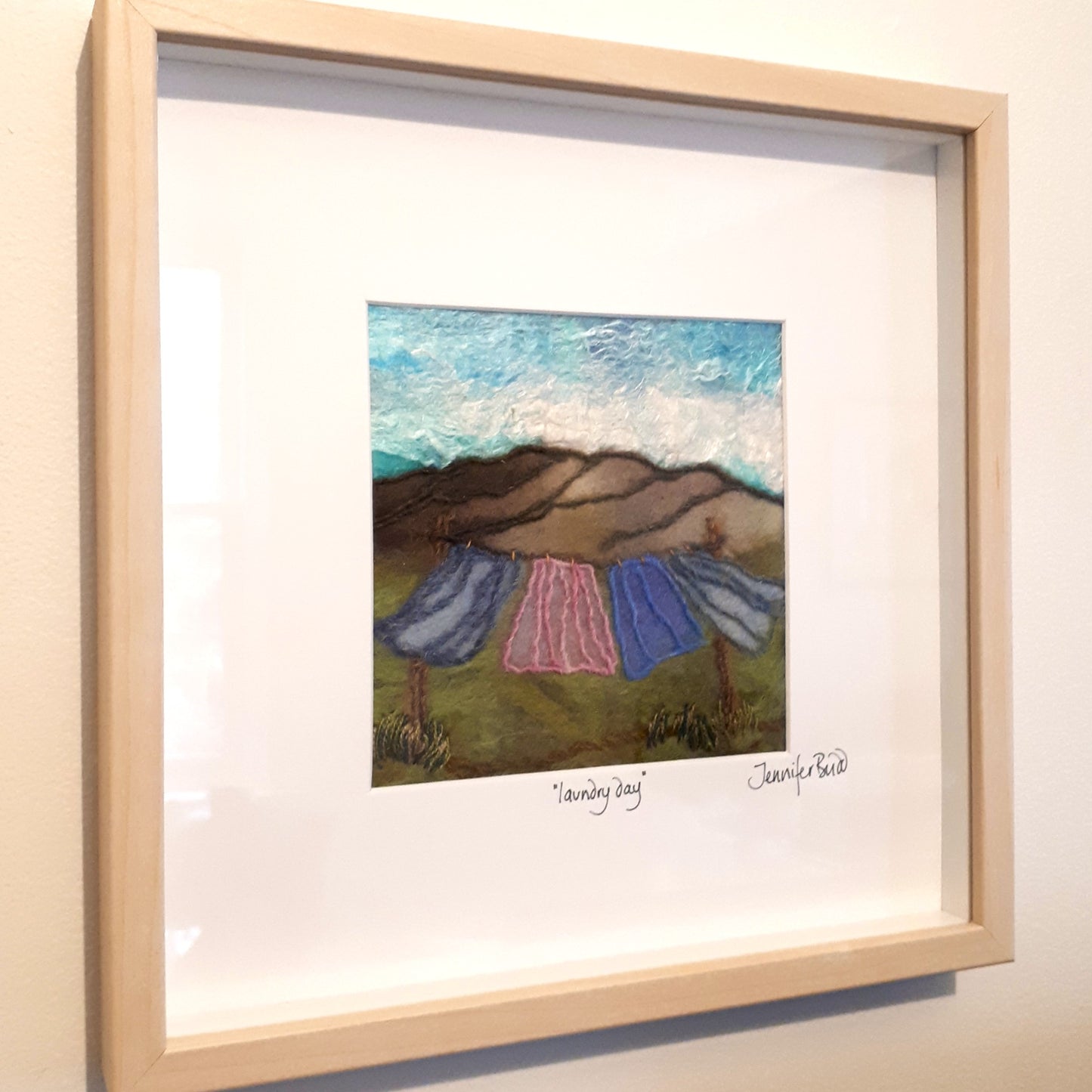 Original Felted Wool Landscape - LAUNDRY DAY
