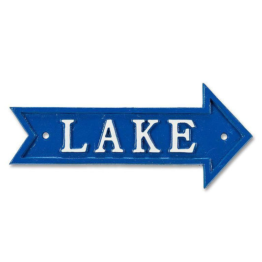 LAKE arrow sign, cast iron