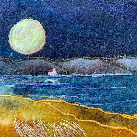 Original Felted Wool Landscape - MOON GLOW