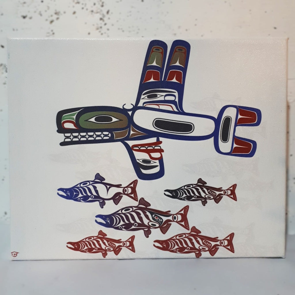 Canvas Prints of Original Indigenous Art Works - SALMON HUNTER - Mark Preston