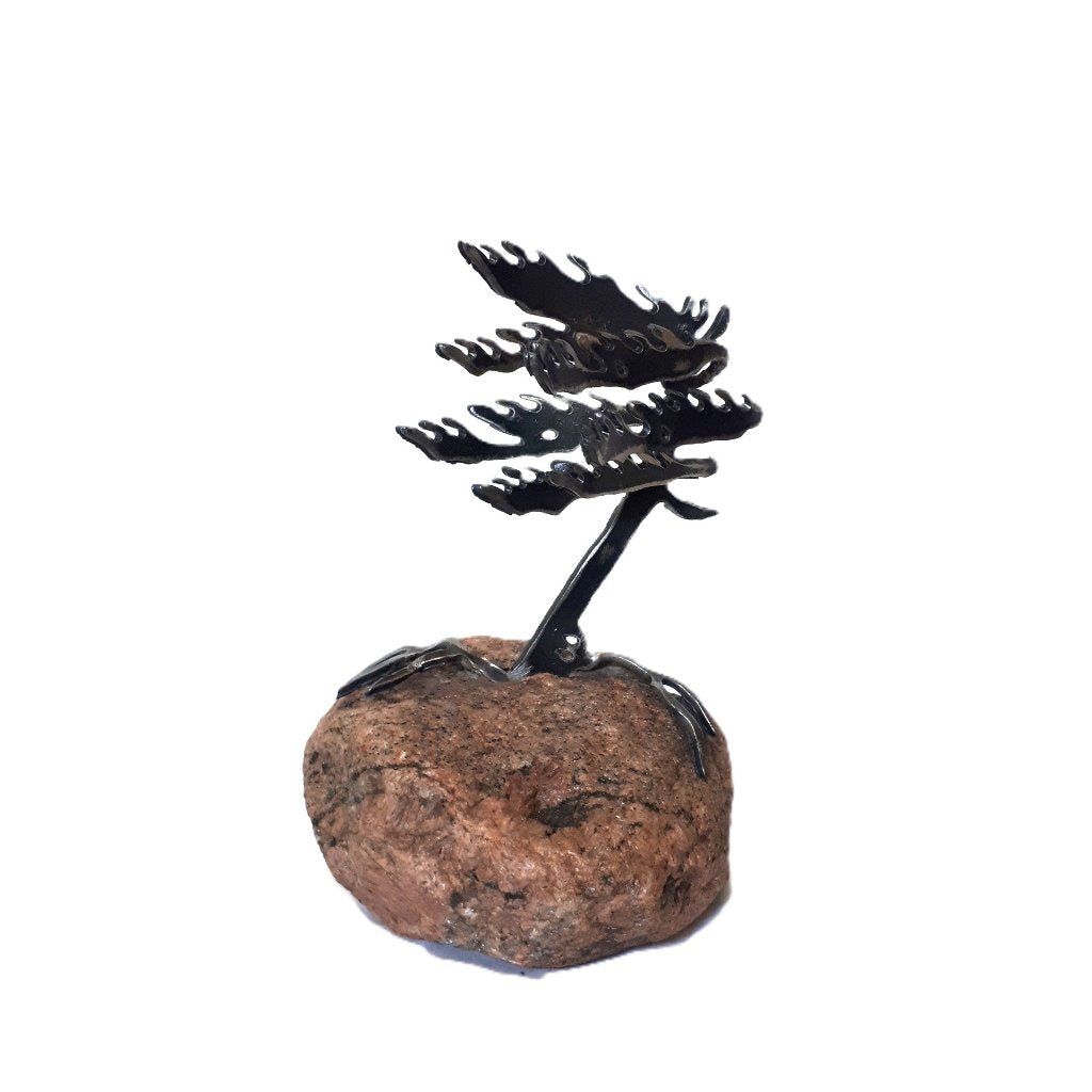 Cut-Steel Sculpture 120 - Tree on Granite