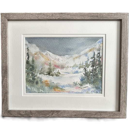 Framed Original Watercolour - WINTER MEADOW