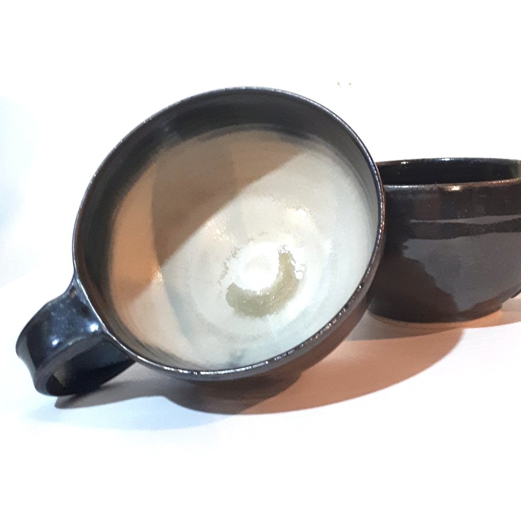 Pottery Latte Mug - Black - Set of Two