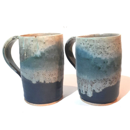 Pottery Mugs - Set of Two - Water Blues