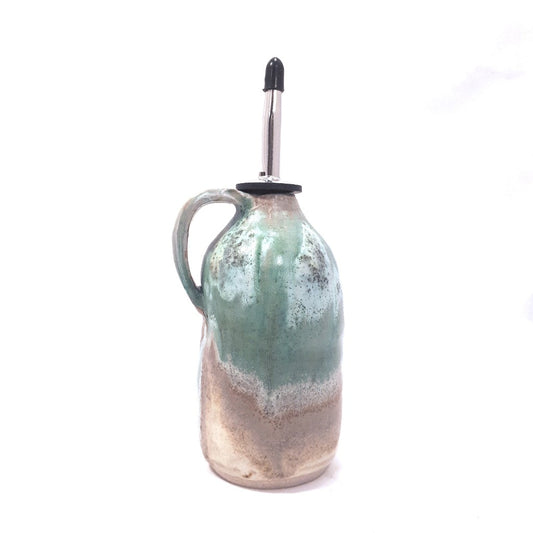 Pottery Oil Pourer - Turquoise & Toast