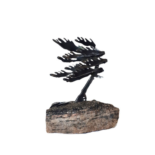 Cut-Steel Sculpture 120 - Tree on Granite