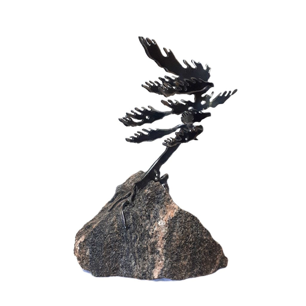 Cut-Steel Sculpture 150 - Tree on Granite