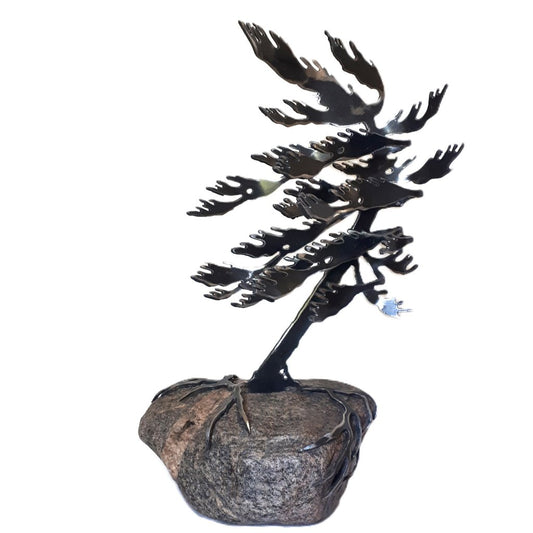 Cut-Steel Sculpture (280) - Tree on Granite