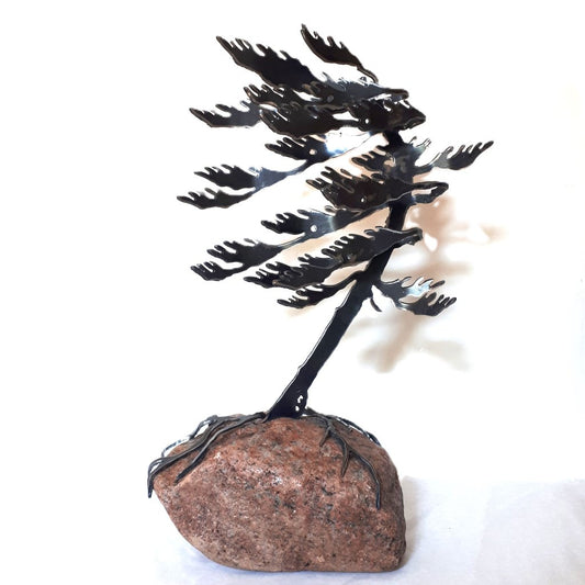 Cut-Steel Sculpture (290) - Tree on Granite