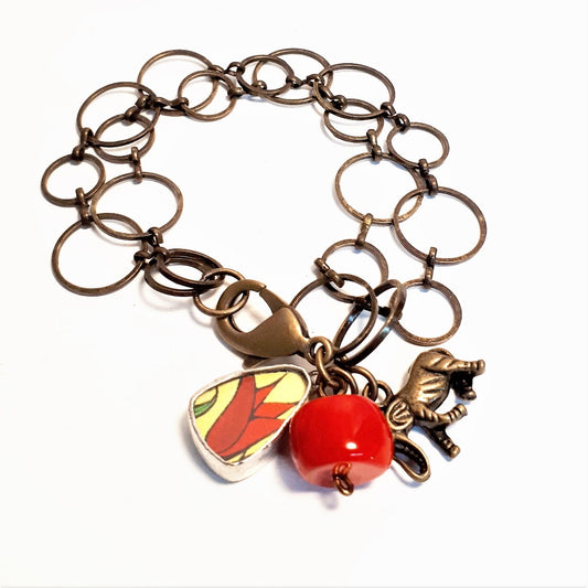 Framed Art Charm Bracelet - Red