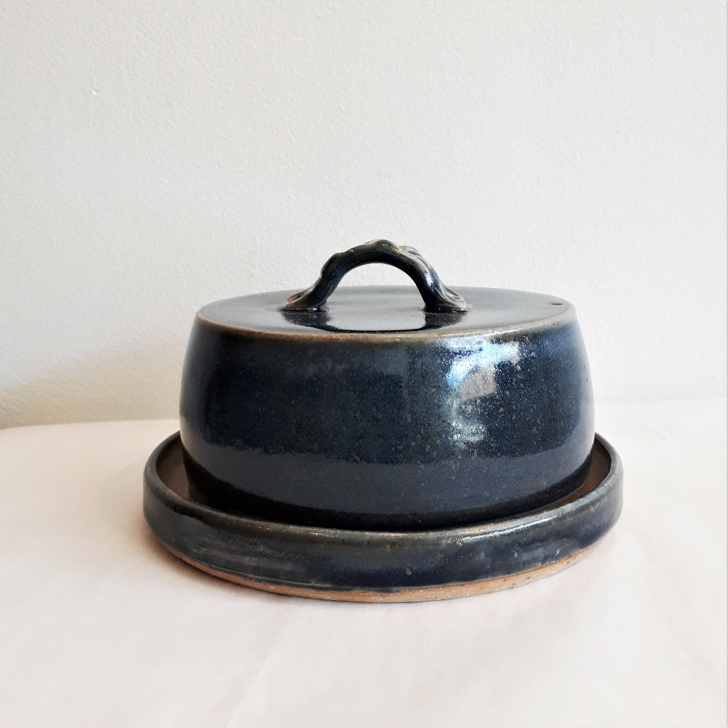 Pottery Butter Dish - Blue or Turquoise & Toast