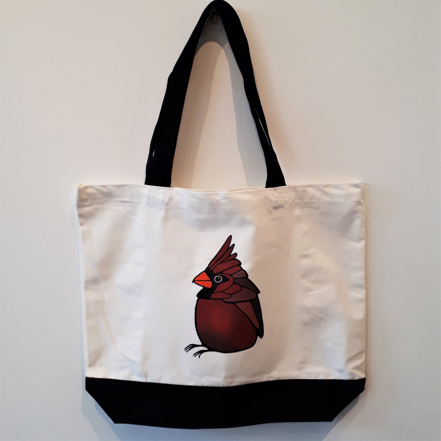 100% Cotton Canvas Tote Bag - Kingfisher or Cardinal or Downy Woodpecker