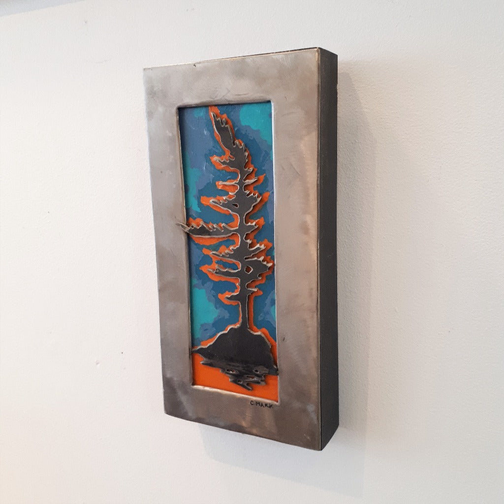 Framed Mixed Media Cut-Steel Sculpture