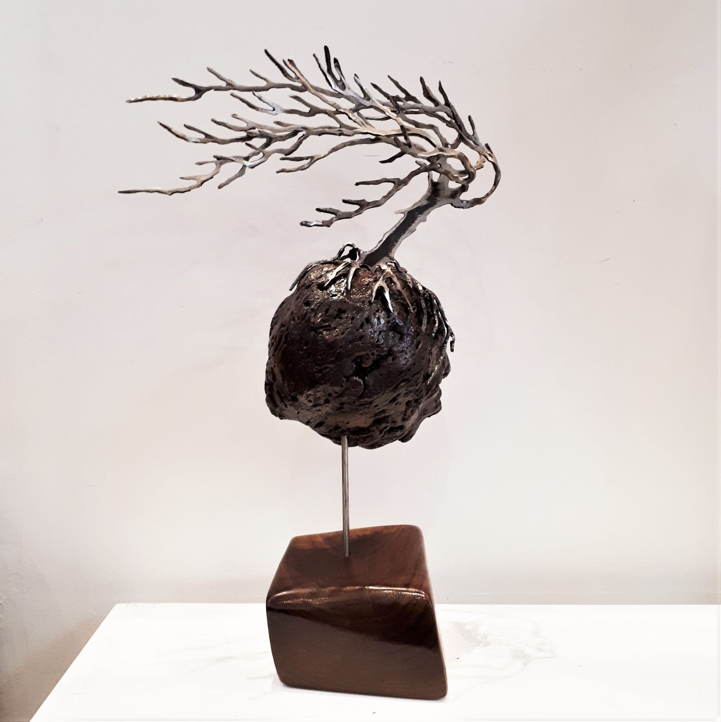 Cut-Steel Sculpture - Oak Tree on Cedar Burl