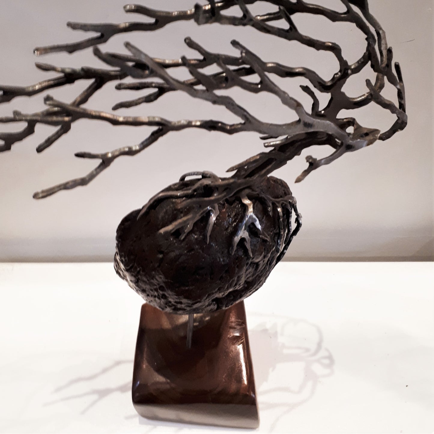 Cut-Steel Sculpture - Oak Tree on Cedar Burl