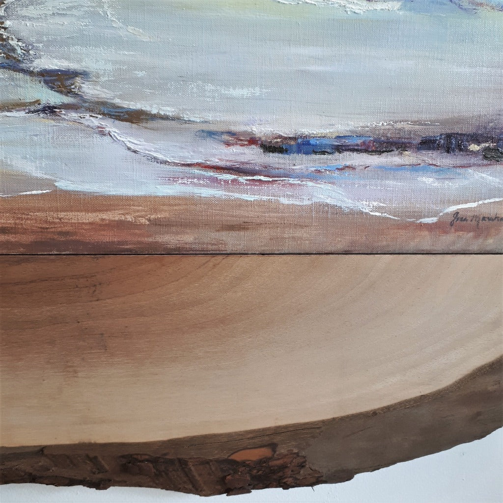 Original Oil Painting and Walnut Live-Edge - A DAY AT PORT FRANK'S BEACH