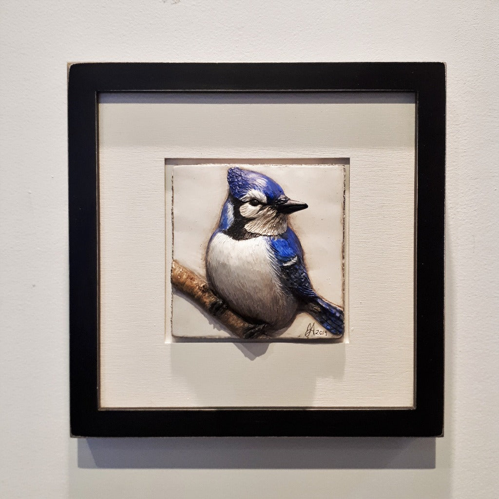 Limited Edition BLUE JAY - Framed Sculpted Cast Handpainted Hydrostone