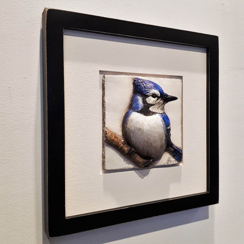 Limited Edition BLUE JAY - Framed Sculpted Cast Handpainted Hydrostone