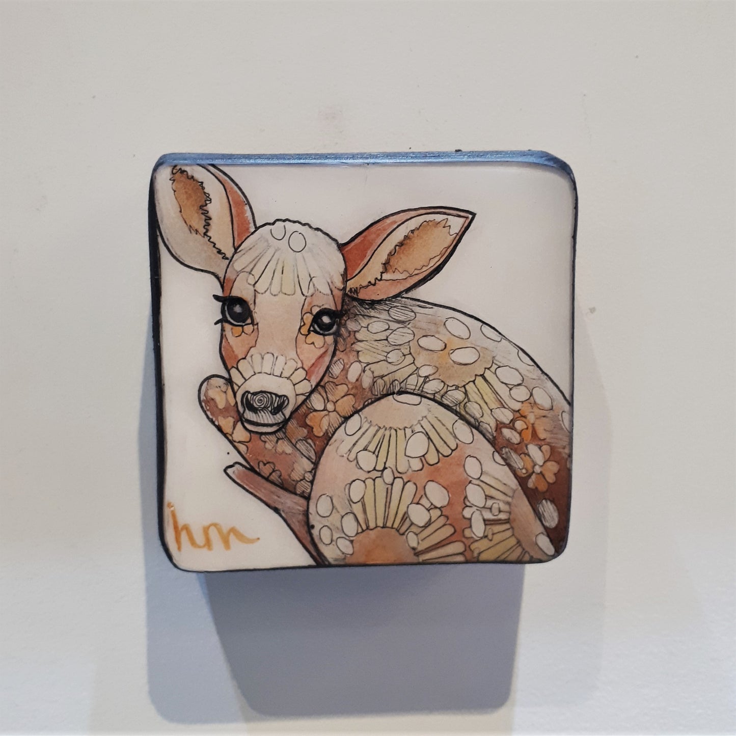 Original Ink and Pencil under Resin - DAWN THE FAWN