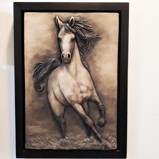 Framed Limited Edition (25) GALLOPING HORSE (contemporary finish/black frame)