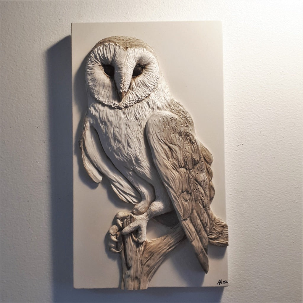 Limited Edition (25) BARN OWL - Sculpted Cast Handpainted Hydrostone