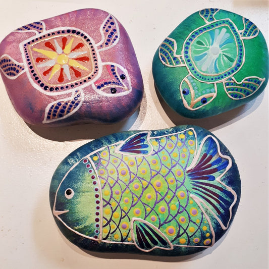Mandala Turtle or Fish Rock
