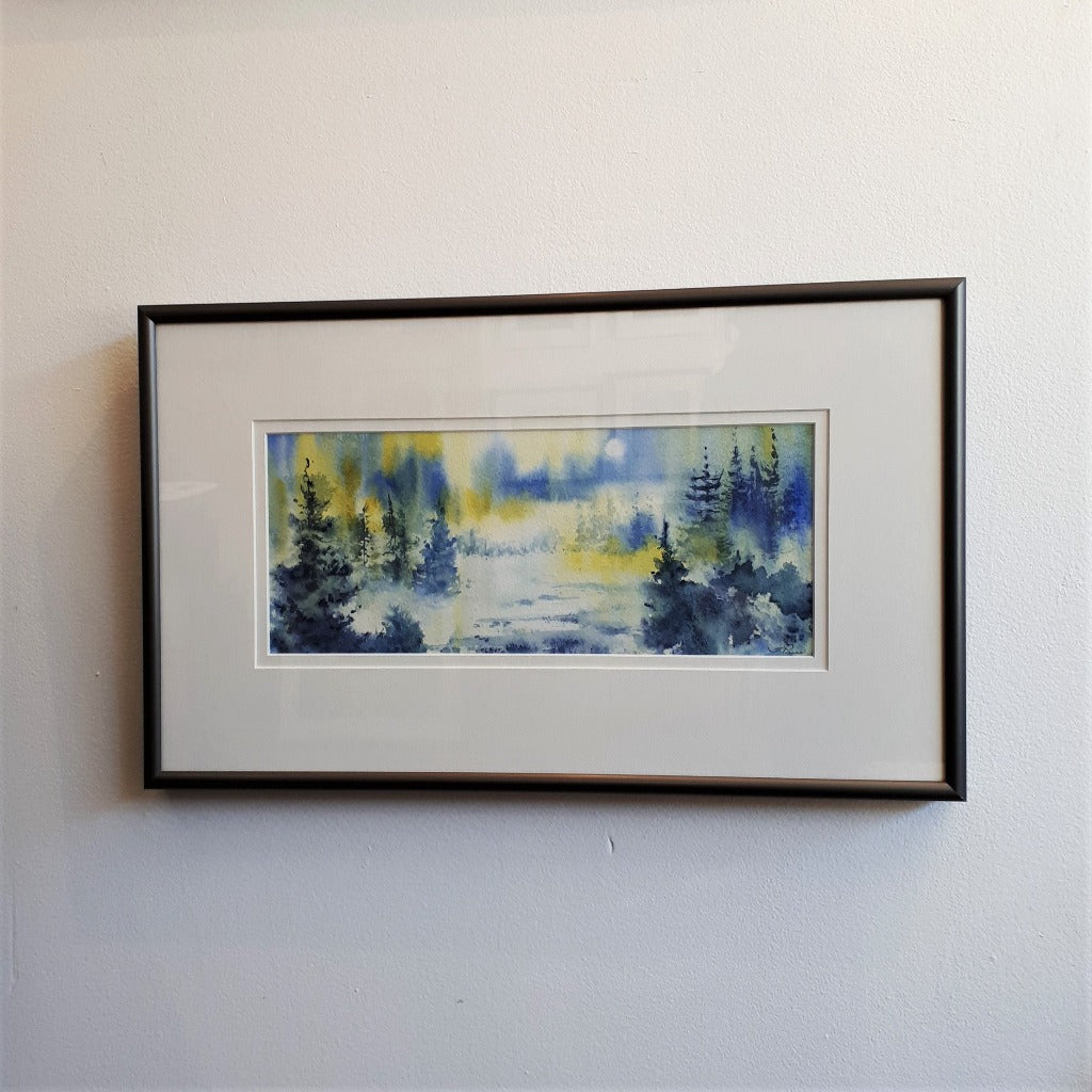 Framed Original Watercolour - WINTER MOON