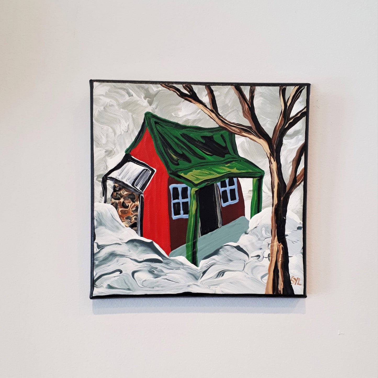 Original Acrylic Painting - THE RED CABIN