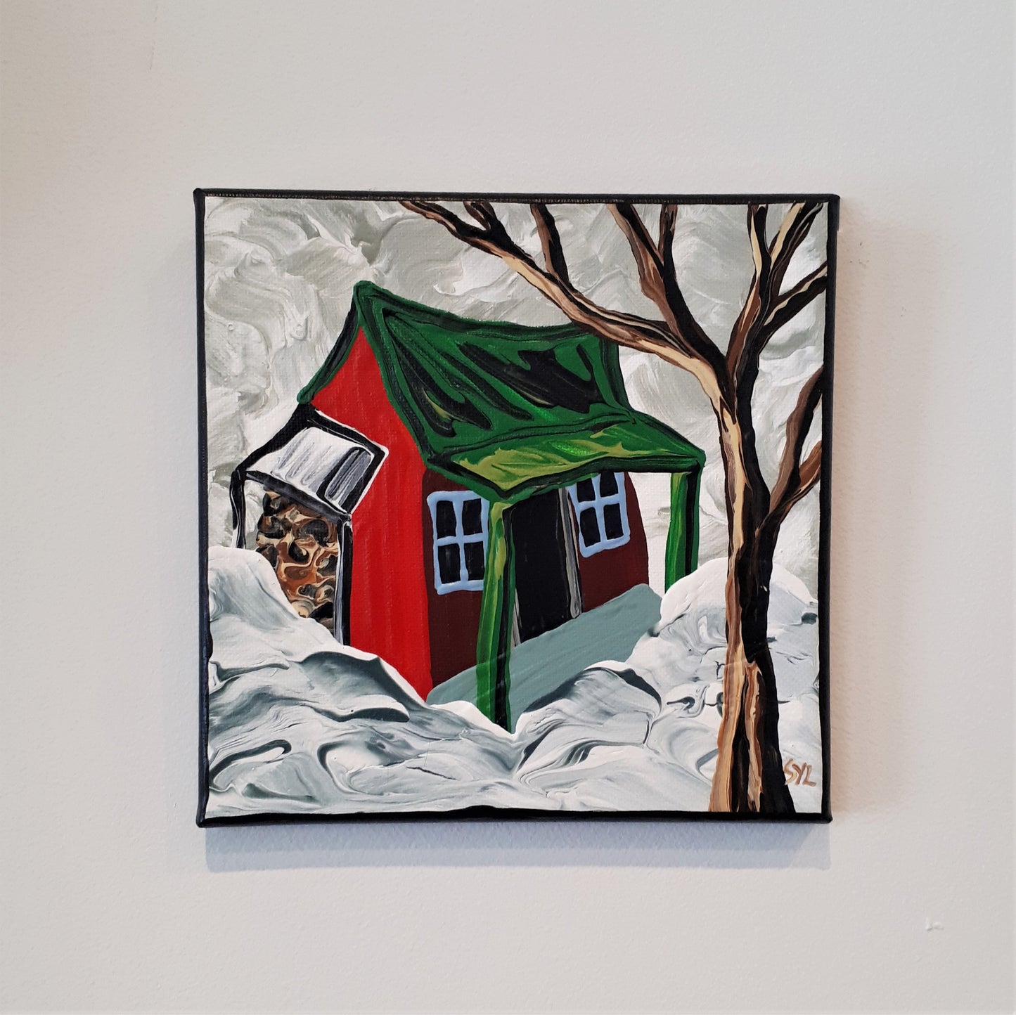 Original Acrylic Painting - THE RED CABIN