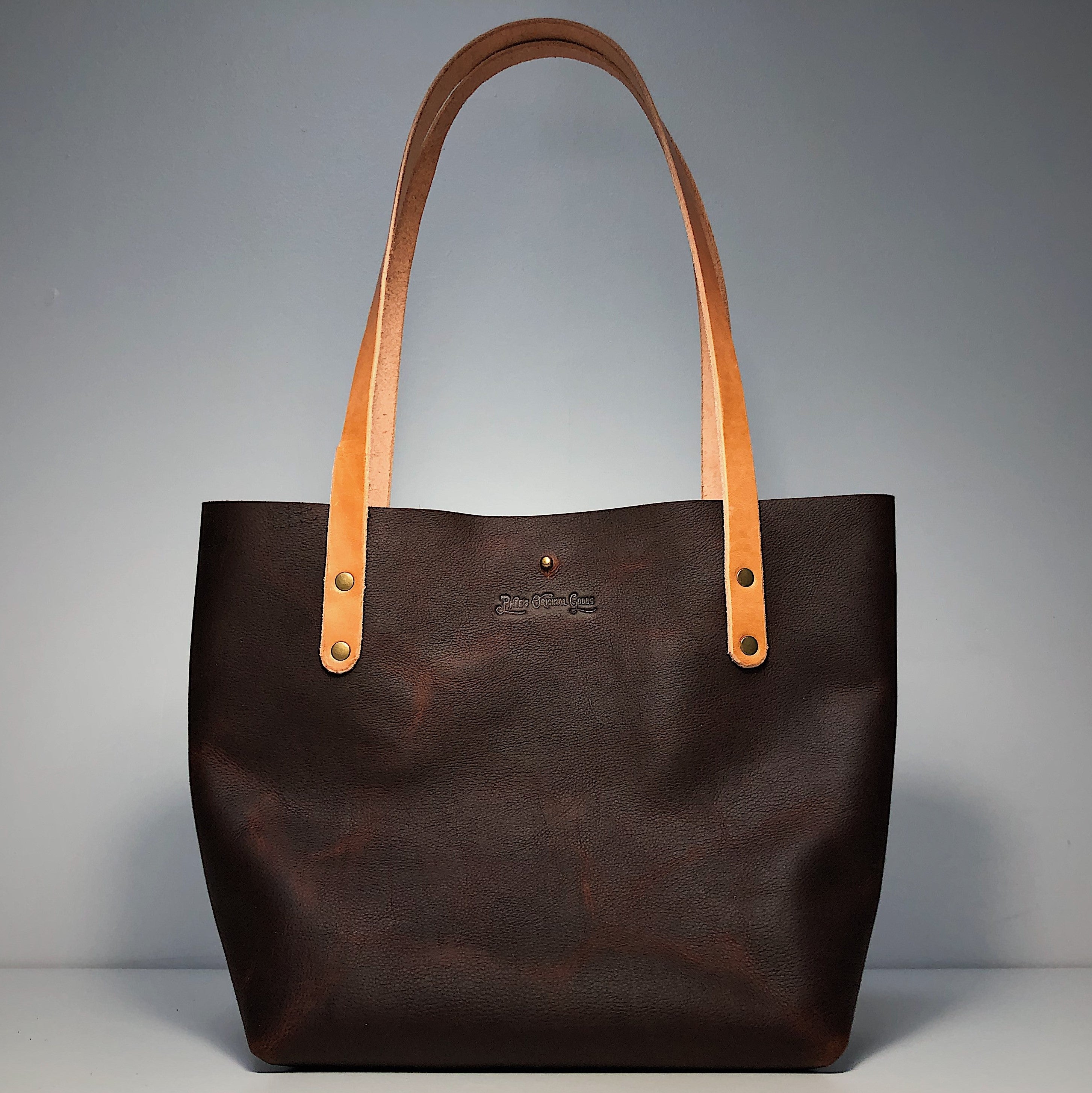 Navy and brown outlet tote bag