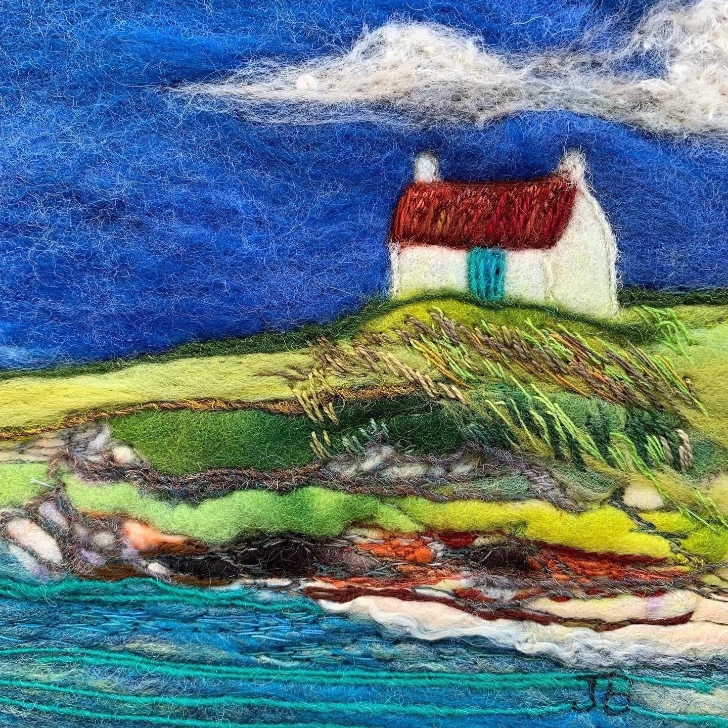 Original Felted Wool Landscape - CROFT BY THE SEA
