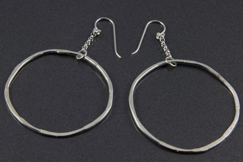 Earrings - Sterling Silver Circle Dangle Earrings