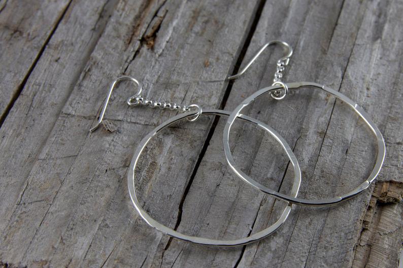 Earrings - Sterling Silver Circle Dangle Earrings