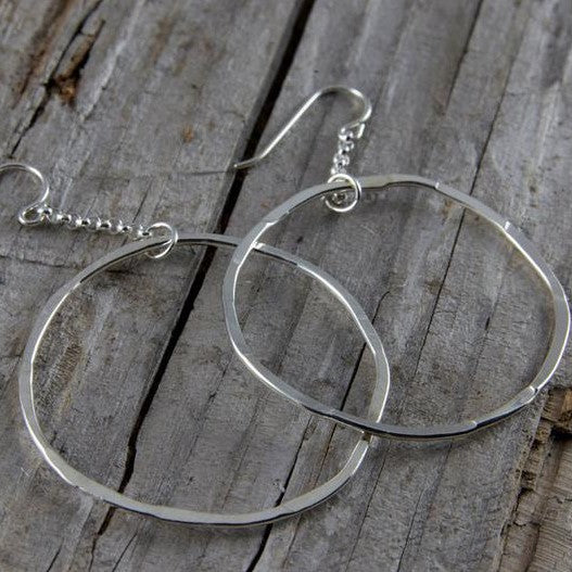 Earrings - Sterling Silver Circle Dangle Earrings