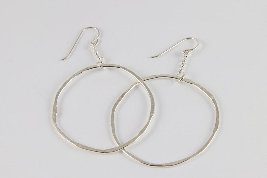 Earrings - Sterling Silver Circle Dangle Earrings