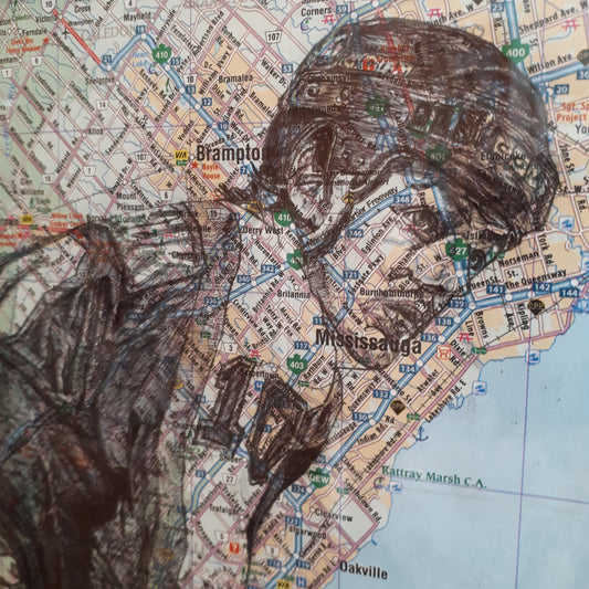 Original Pen and Ink Drawing on map - DALE HAWERCHUCK