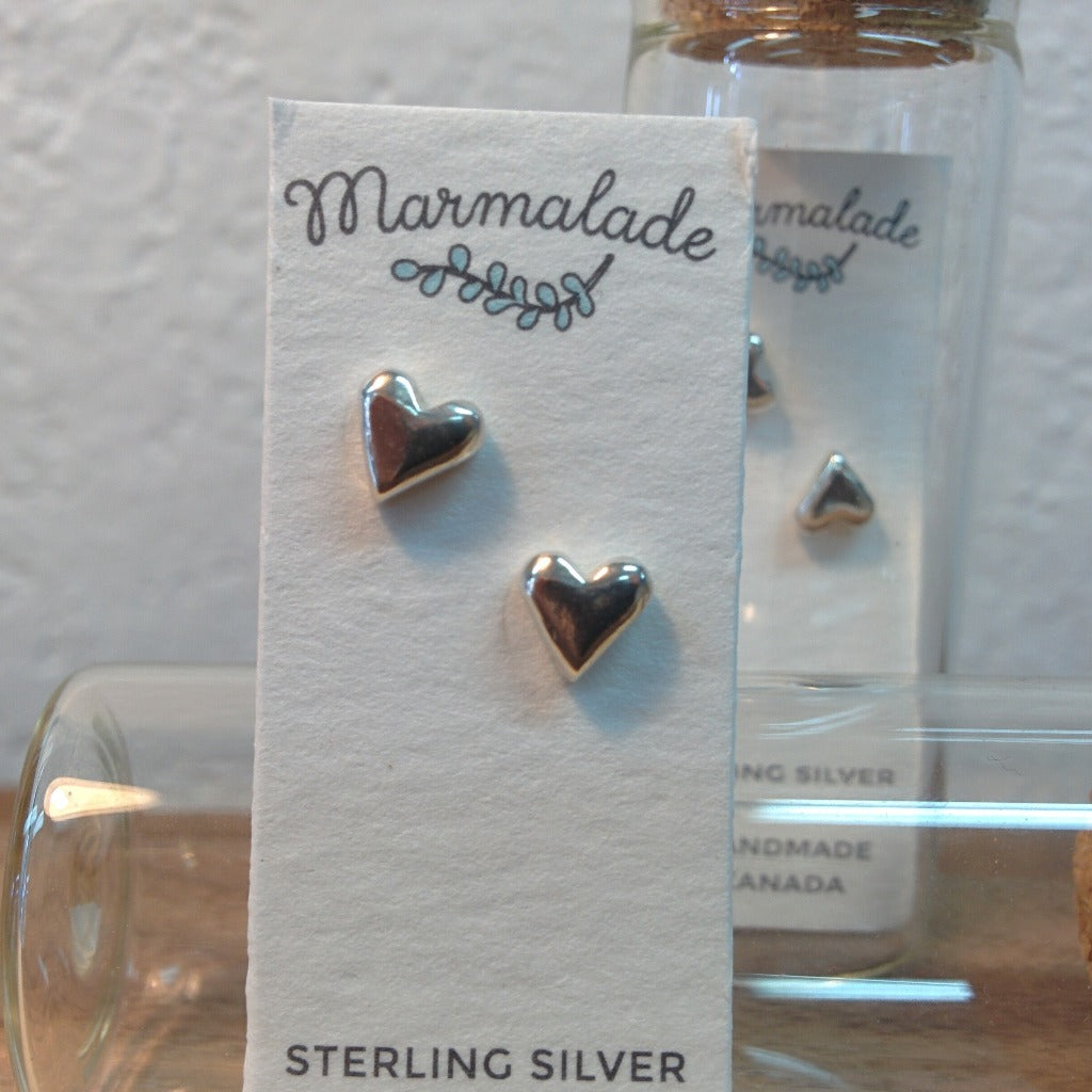 Sculpted Sterling Silver Earrings - Hearts