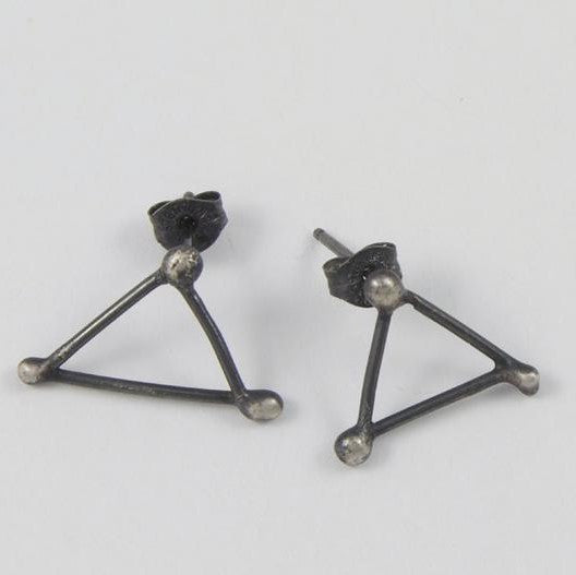 Earrings - Oxidized Silver Triangle Studs