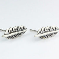 Sculpted Sterling Silver Earrings - Feather