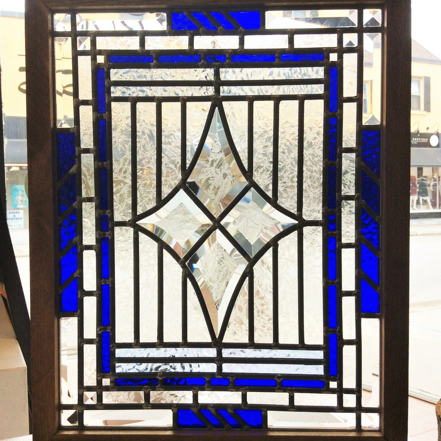 Stained Glass - Four Diamonds Blue