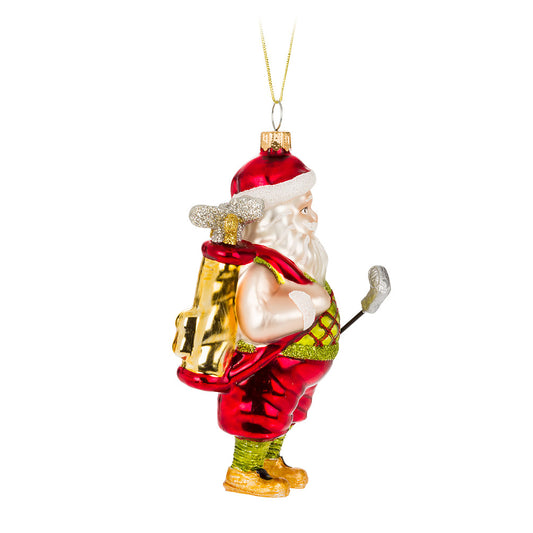 Glass Tree Ornament - Golfer Santa