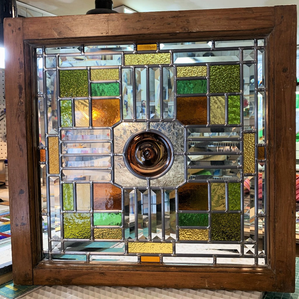 Stained Glass - HIDDEN TREASURE in vintage frame