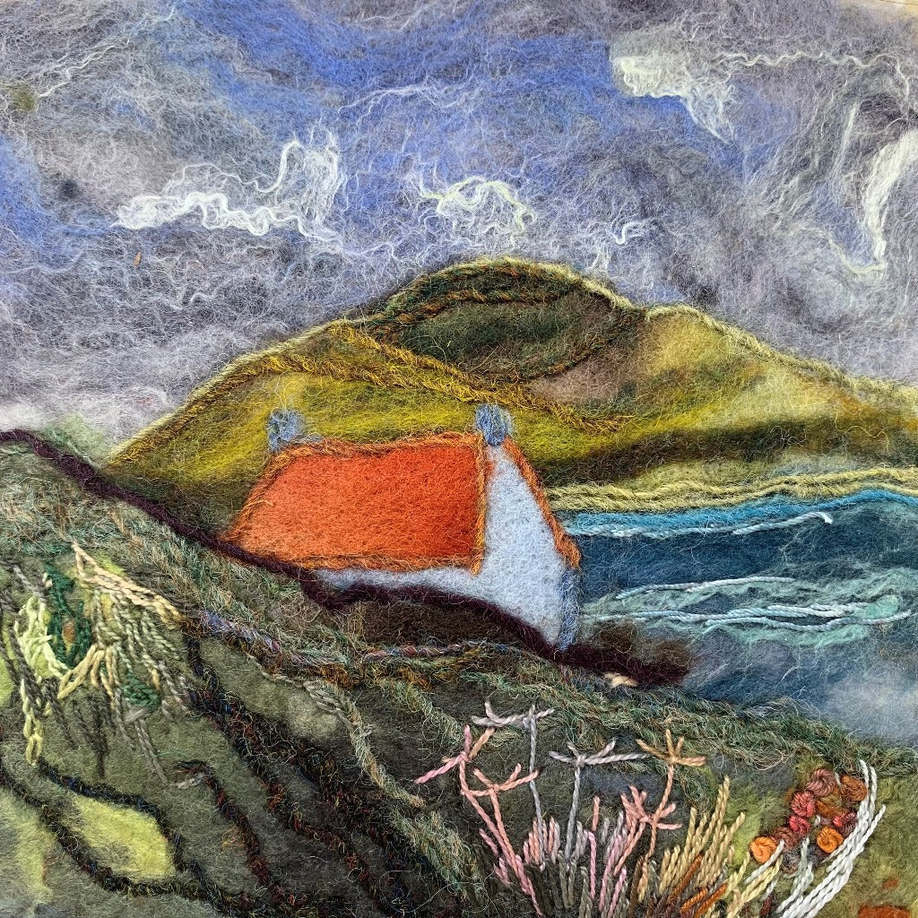 Original Felted Wool Landscape - HOME ON THE SHORE